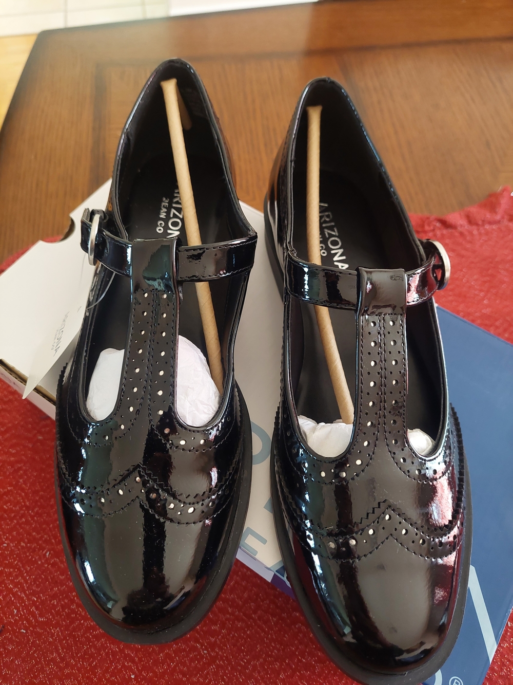 Arizona Black Patent T-Strap Dress Shoes
